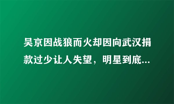 吴京因战狼而火却因向武汉捐款过少让人失望，明星到底该捐多少？
