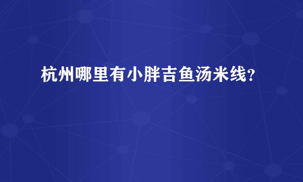 杭州哪里有小胖吉鱼汤米线？