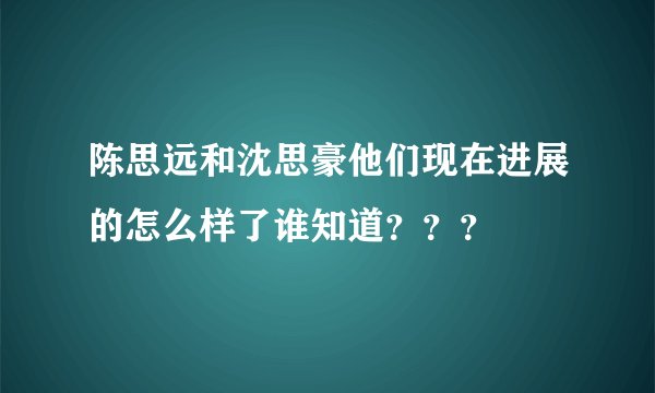 陈思远和沈思豪他们现在进展的怎么样了谁知道???