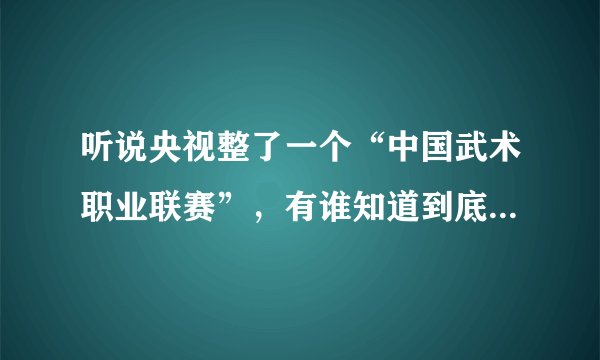 听说央视整了一个“中国武术职业联赛”，有谁知道到底怎么回事啊？