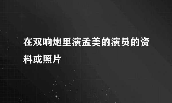 在双响炮里演孟美的演员的资料或照片