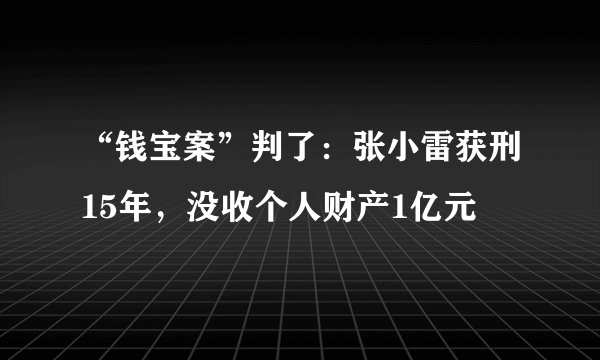 “钱宝案”判了：张小雷获刑15年，没收个人财产1亿元