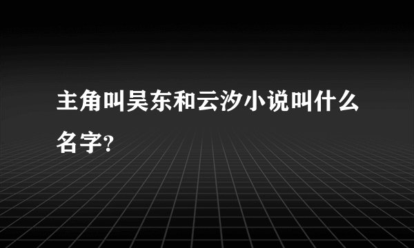 主角叫吴东和云汐小说叫什么名字？