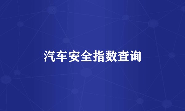 汽车安全指数查询