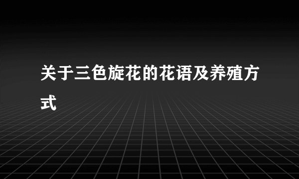 关于三色旋花的花语及养殖方式