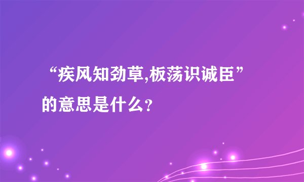“疾风知劲草,板荡识诚臣”的意思是什么？