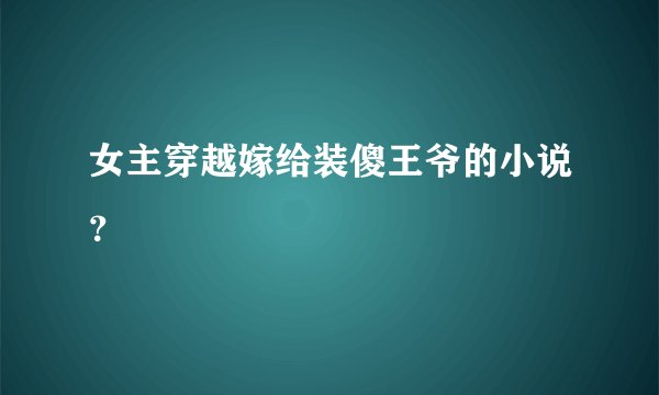 女主穿越嫁给装傻王爷的小说？