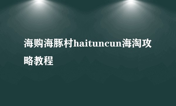 海购海豚村haituncun海淘攻略教程