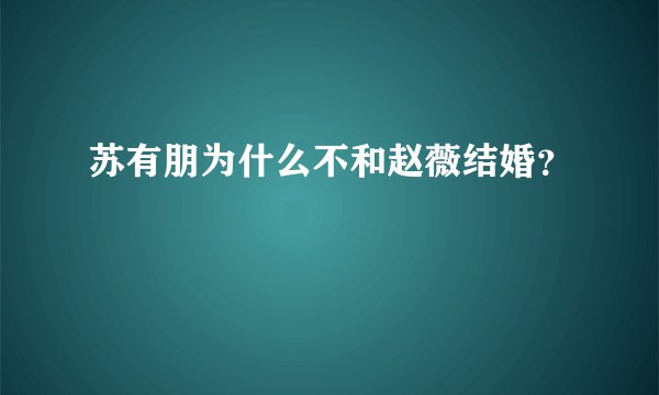 苏有朋为什么不和赵薇结婚？