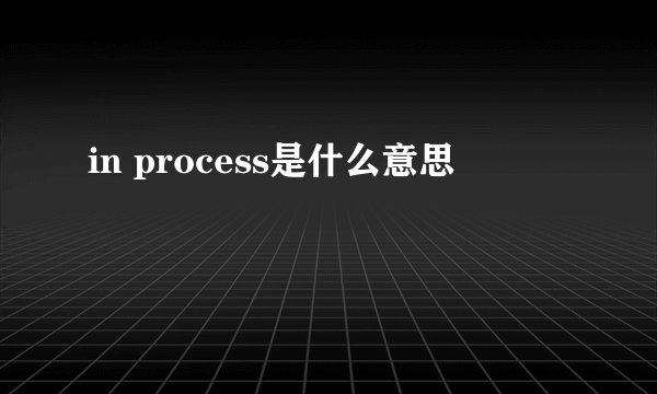 in process是什么意思