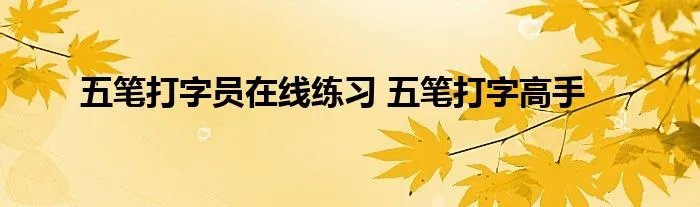 五笔打字员在线练习 五笔打字高手