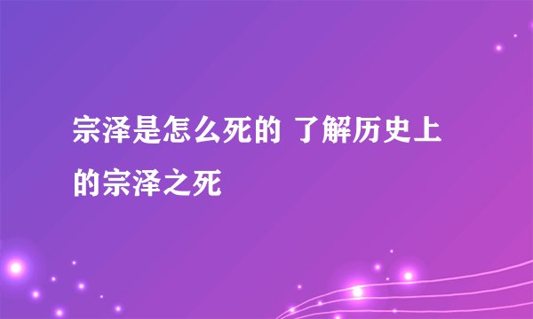 宗泽是怎么死的 了解历史上的宗泽之死