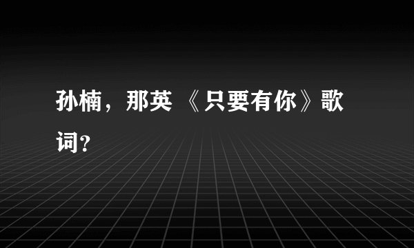 孙楠，那英 《只要有你》歌词？