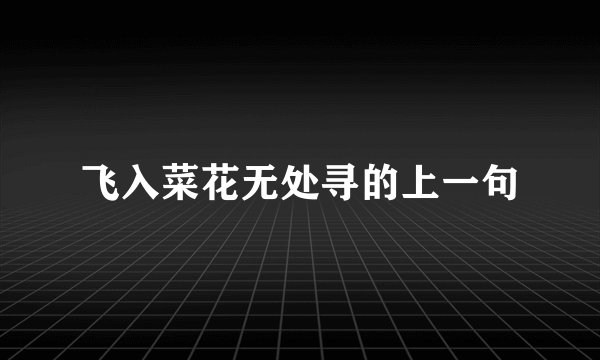 飞入菜花无处寻的上一句