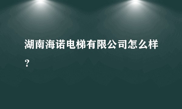 湖南海诺电梯有限公司怎么样？