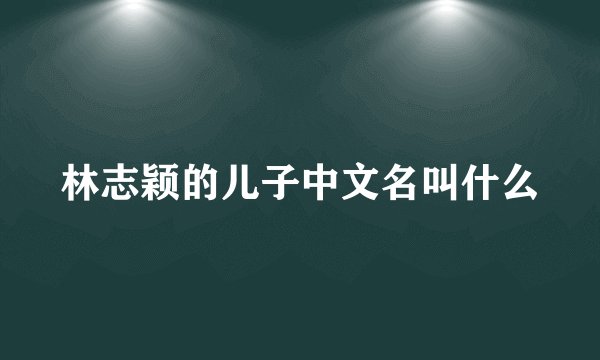林志颖的儿子中文名叫什么