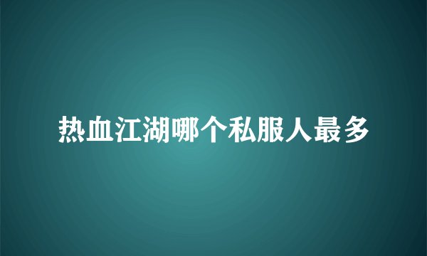 热血江湖哪个私服人最多
