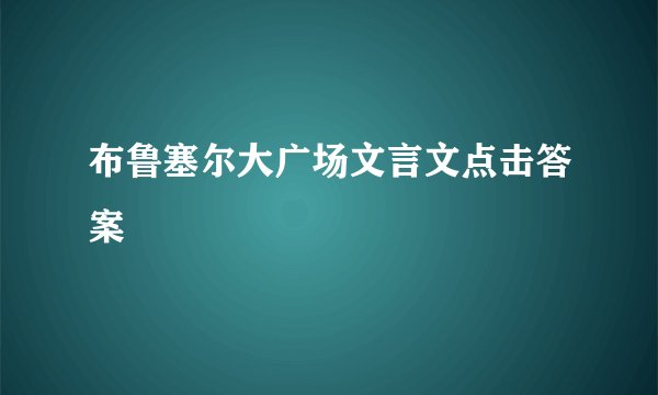 布鲁塞尔大广场文言文点击答案