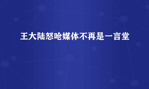 王大陆怒呛媒体不再是一言堂
