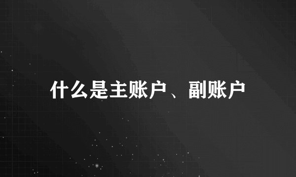 什么是主账户、副账户