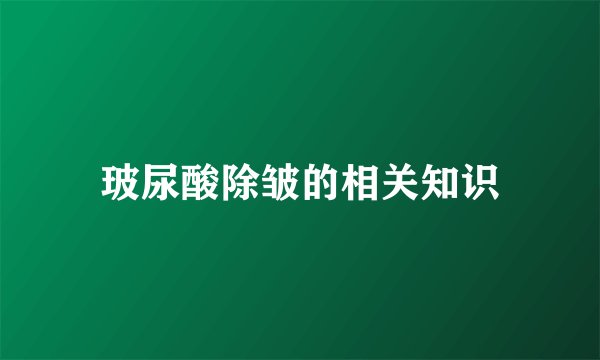 玻尿酸除皱的相关知识