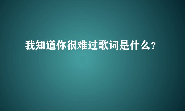 我知道你很难过歌词是什么？