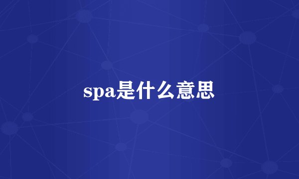 spa是什么意思