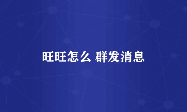 旺旺怎么 群发消息