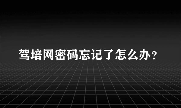 驾培网密码忘记了怎么办？