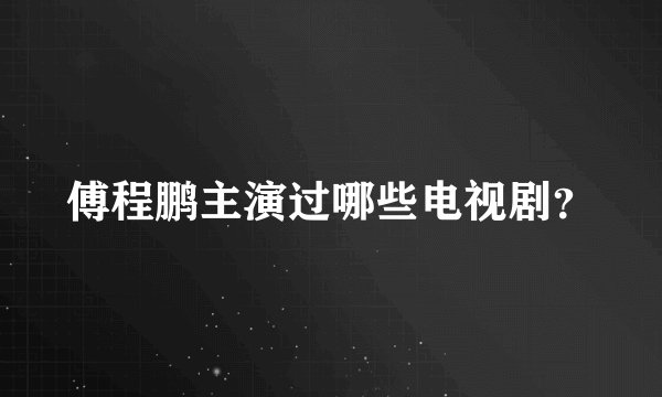 傅程鹏主演过哪些电视剧?