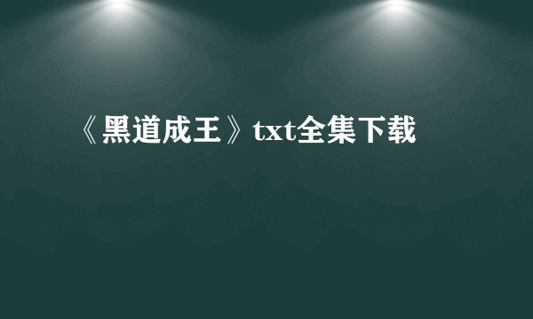 《黑道成王》txt全集下载
