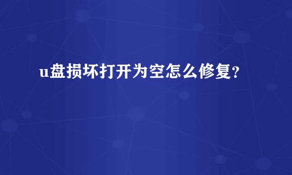 u盘损坏打开为空怎么修复？