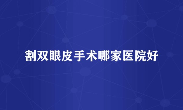 割双眼皮手术哪家医院好