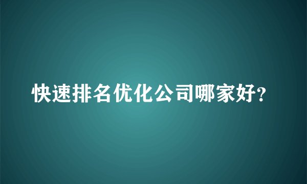 快速排名优化公司哪家好？
