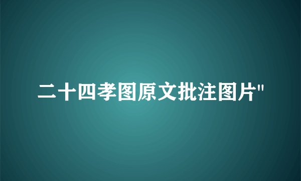 二十四孝图原文批注图片
