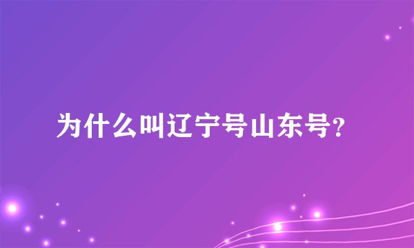 为什么叫辽宁号山东号？