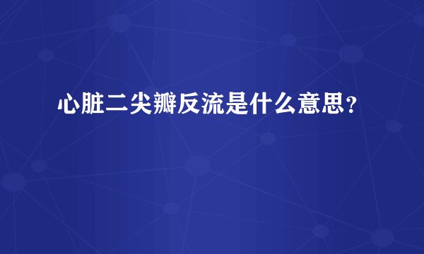 心脏二尖瓣反流是什么意思？
