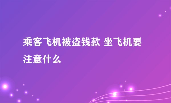 乘客飞机被盗钱款 坐飞机要注意什么