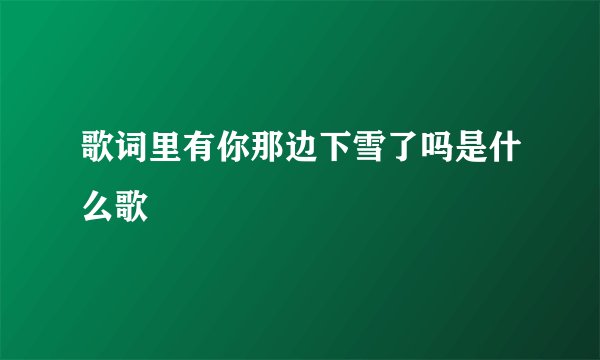 歌词里有你那边下雪了吗是什么歌