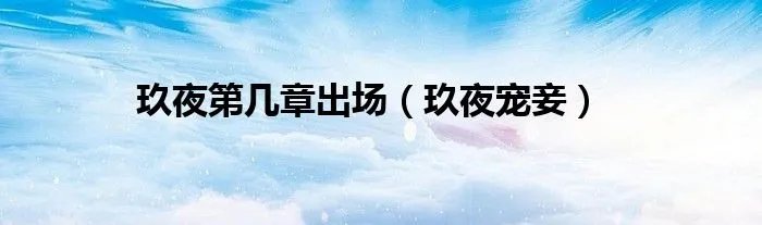 玖夜第几章出场（玖夜宠妾）