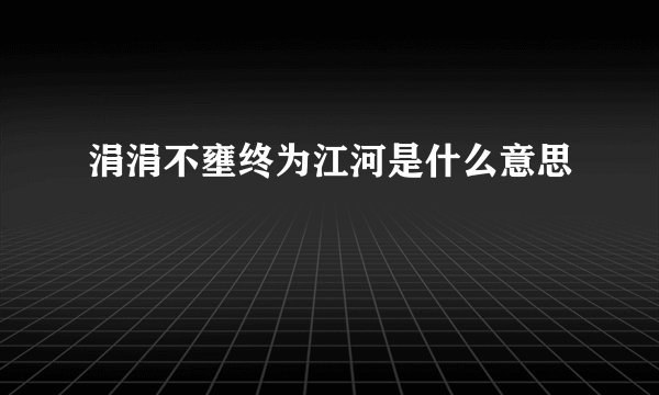 涓涓不壅终为江河是什么意思