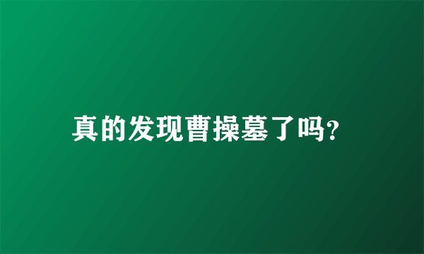 真的发现曹操墓了吗?