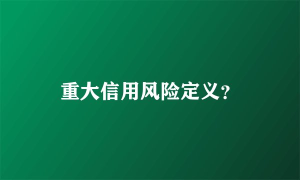 重大信用风险定义？
