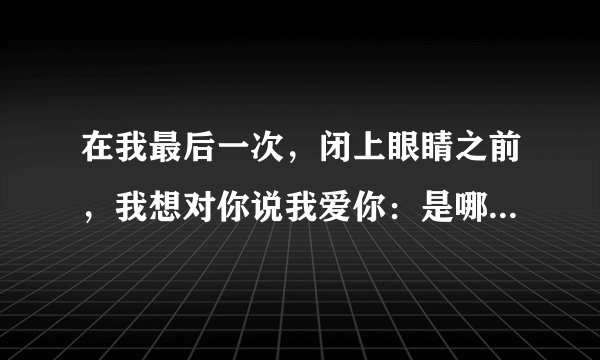 在我最后一次，闭上眼睛之前，我想对你说我爱你：是哪首歌的歌词