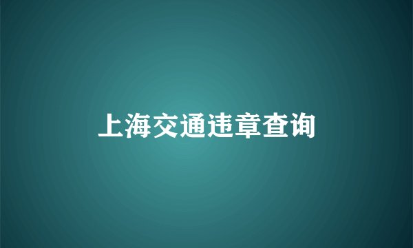 上海交通违章查询