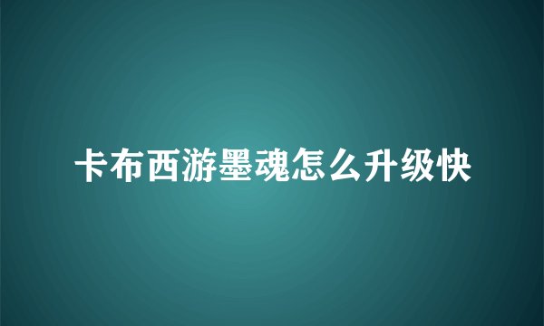 卡布西游墨魂怎么升级快