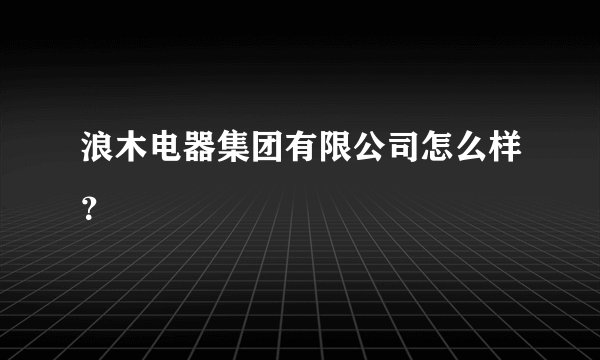 浪木电器集团有限公司怎么样？