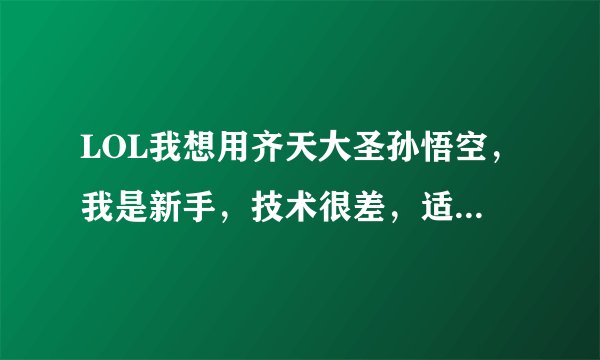 LOL我想用齐天大圣孙悟空，我是新手，技术很差，适合用吗？