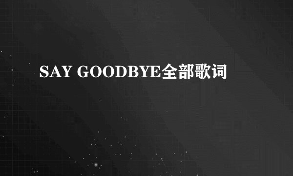 SAY GOODBYE全部歌词