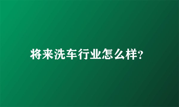 将来洗车行业怎么样？